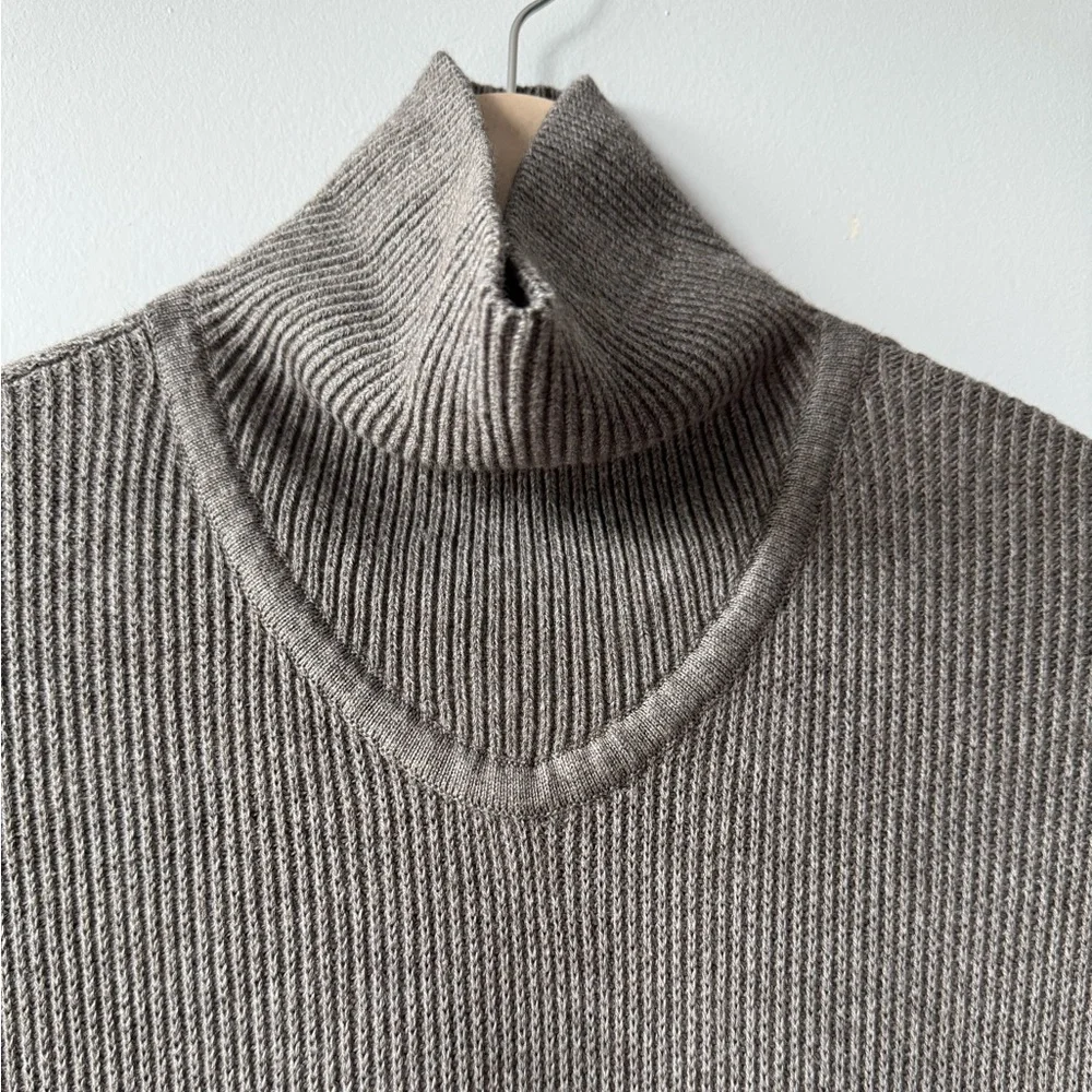 Lululemon Cozy Calling Turtleneck Knit Sweater Heathered Taupe Gray Pima Cotton